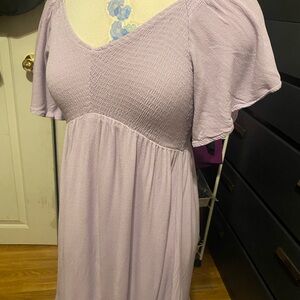 Women’s Size S IN LOOM Lavender Flutter Sleeve Midi Dress W/ Shirred Top